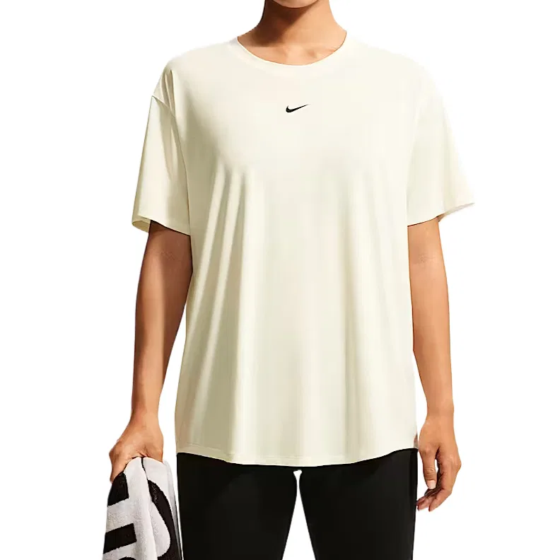 Женская футболка для фитнеса с круглым вырезом Nike Dri-Fit One, Canvas White/Black