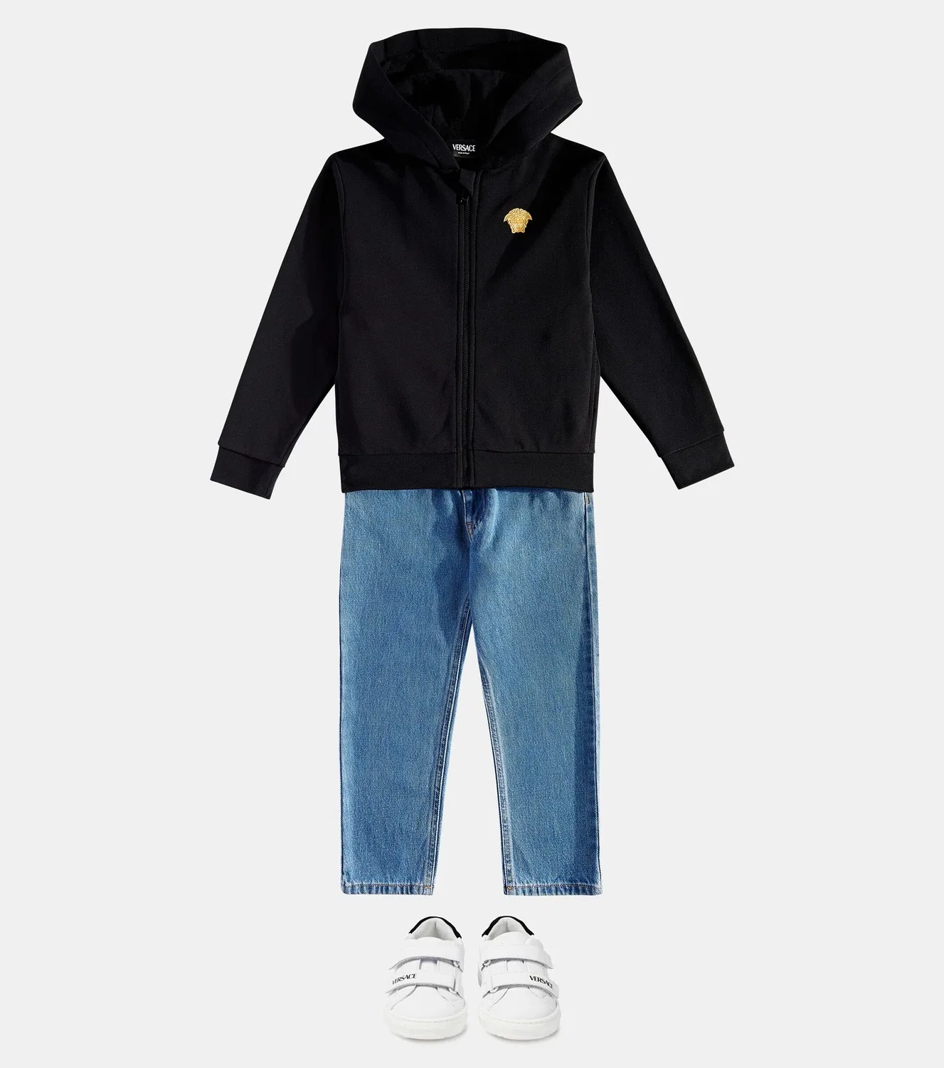Толстовка на молнии с изображением Медузы, хлопковое джерси, Versace Kids, черный — фото 2