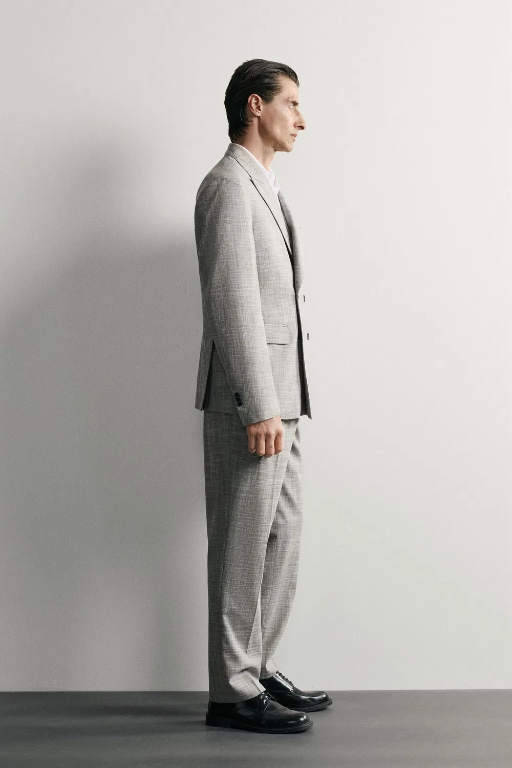 Блейзер из шерстяной ткани в клетку, стандартного кроя. ZARA, Light grey — фото 4