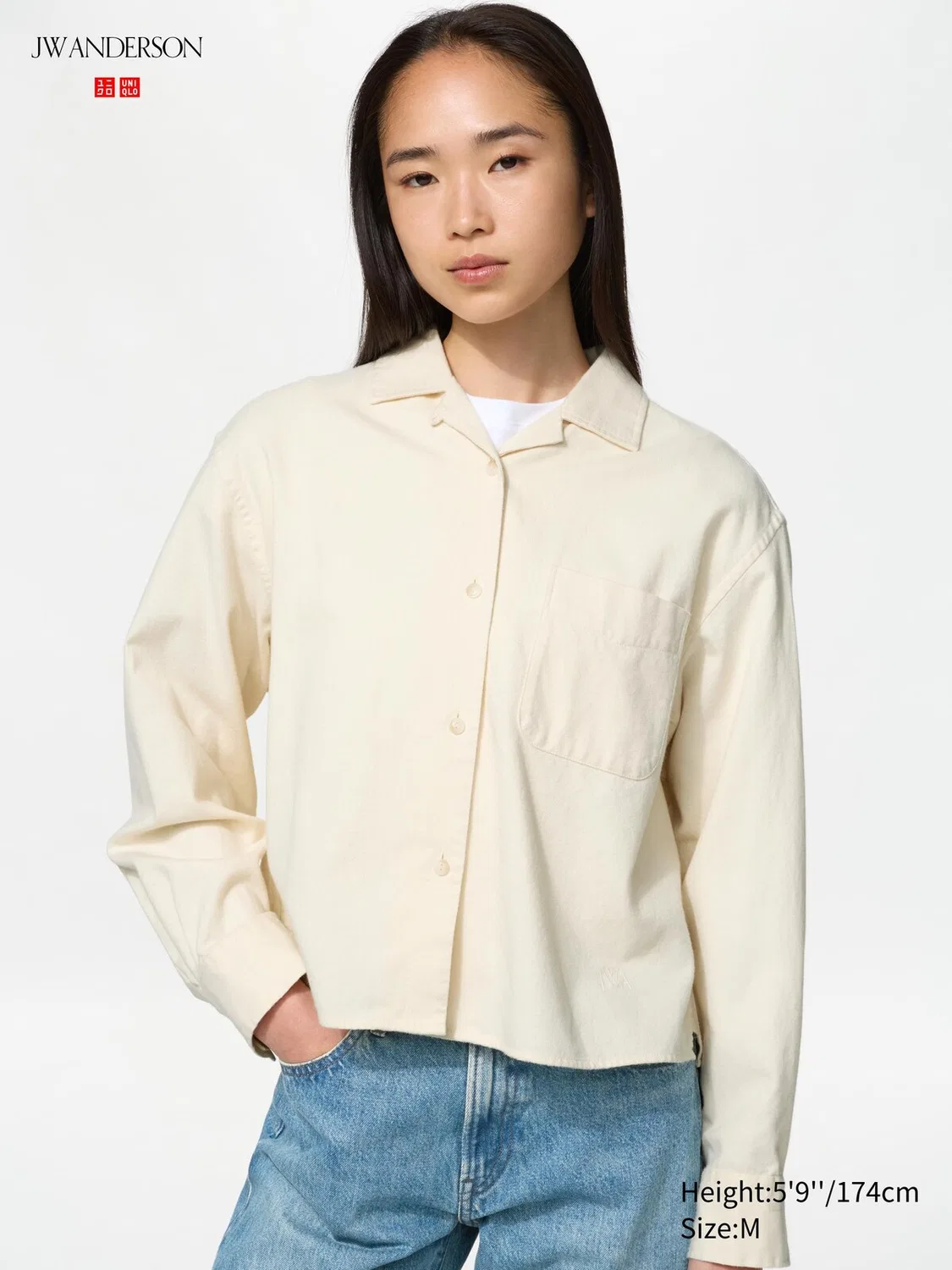 Рубашка Uniqlo, свободный крой, натуральный