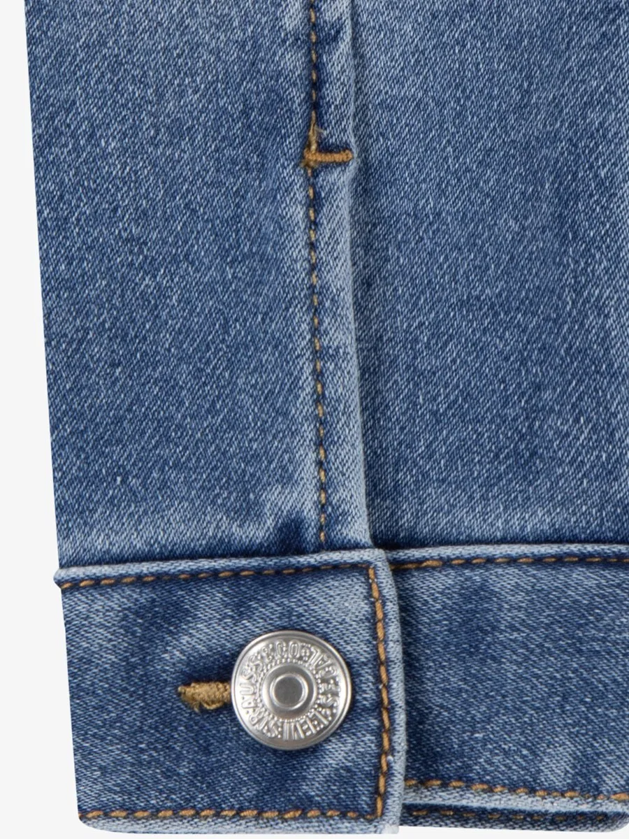 Детская куртка Levi's Kids для межсезонья 'MY FIRST TRUCKER' из синего денима — фото 3