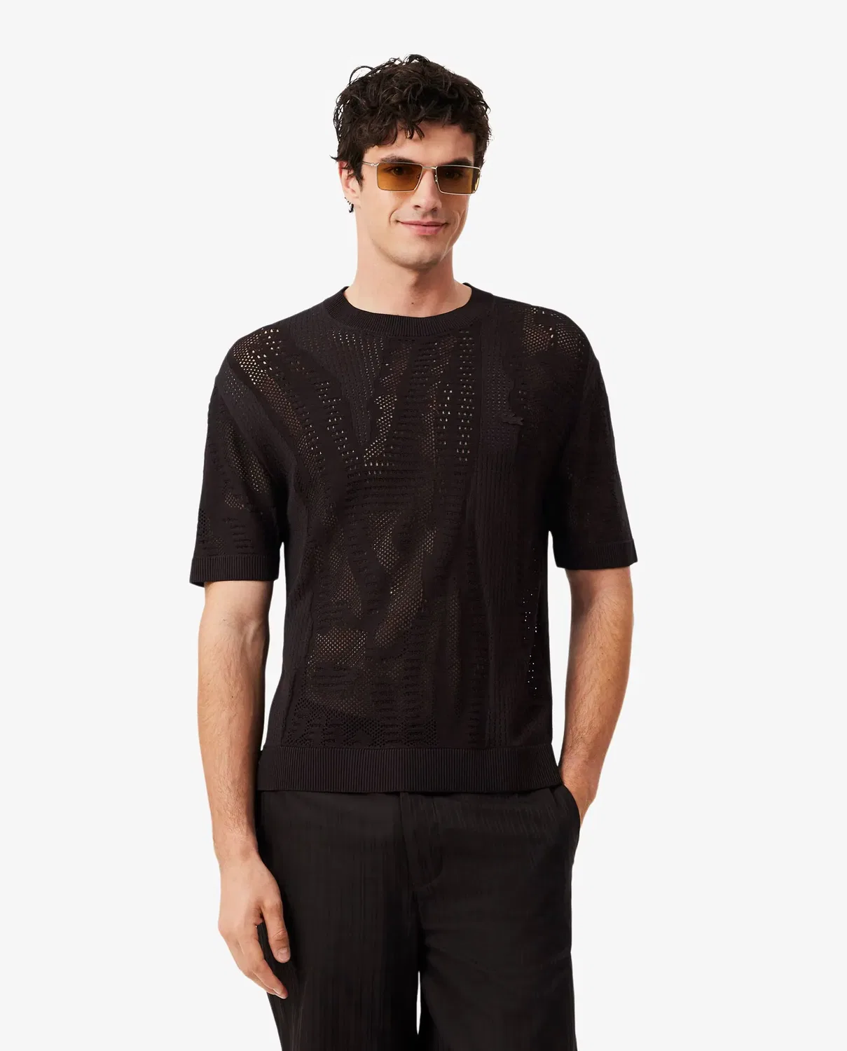 Мужской джемпер с коротким рукавом с принтом Lacoste, Marrón