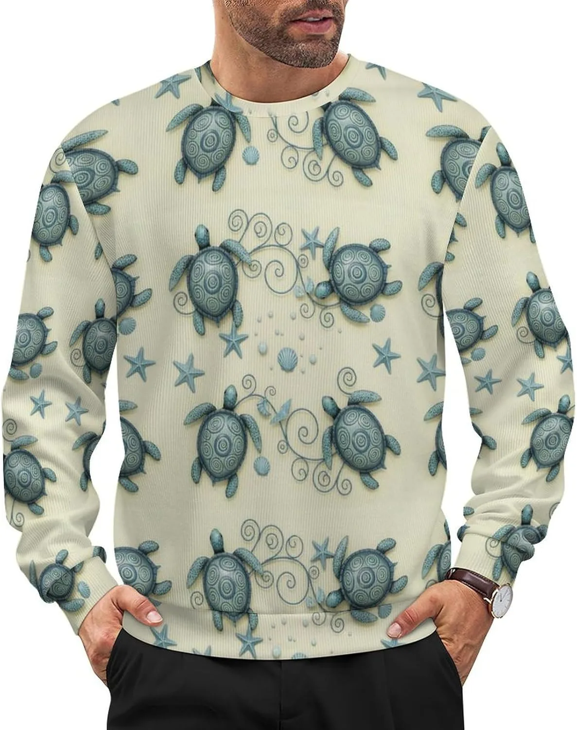 

Мужской свитер с круглым вырезом, мягкий и свободный Meaudiwes