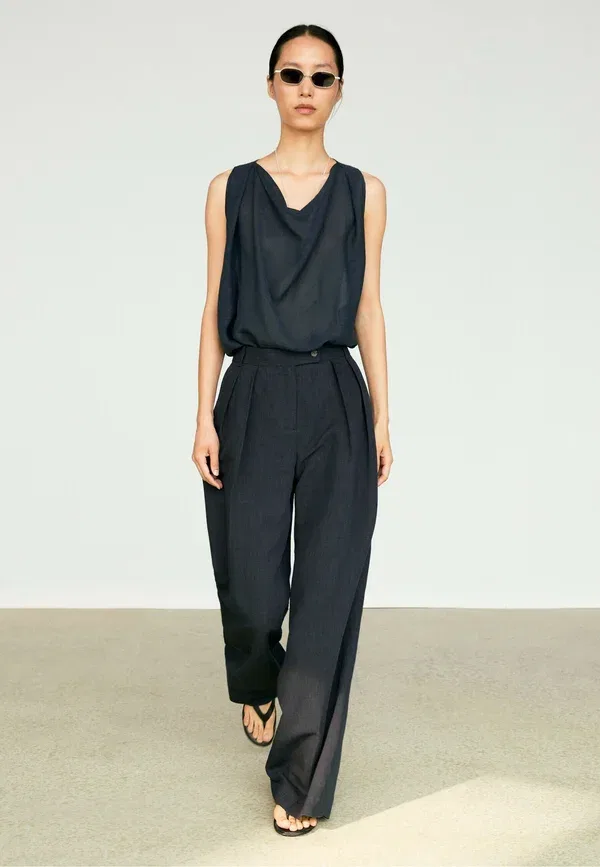 Брюки вязаные Trousers Massimo Dutti, Mottled Dark Blue, темно-синий — фото 2