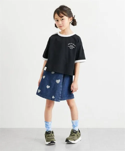 Детские шорты с вышивкой сердечками, модель Heart Embroidery Wrap Shorts QUNTSTYLE, Navy — фото 4