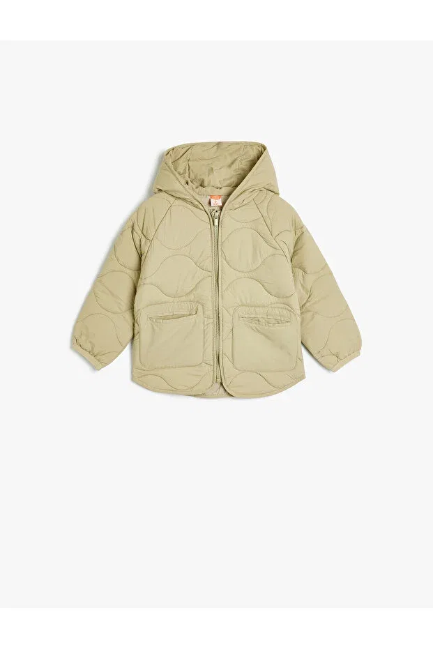 Детское пальто для девочек зимнее утепленное стеганое Koton, Khaki