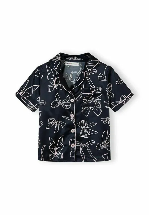 Пижамный комплект с принтом Button up short sleeve and set Minoti, темно-синий — фото 2