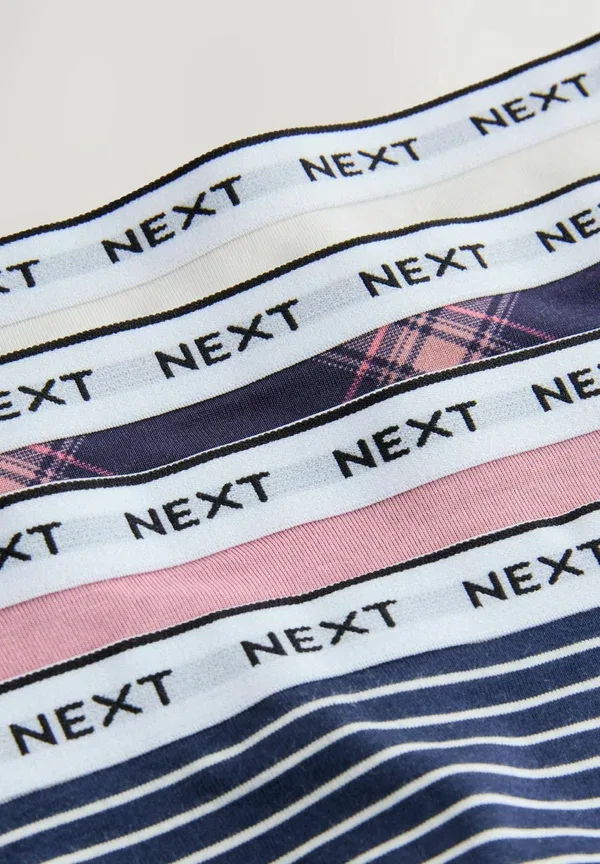 Трусы комплект 4 шт. fit logo knickers Next, navy pink check, темно-синий/розовый — фото 4