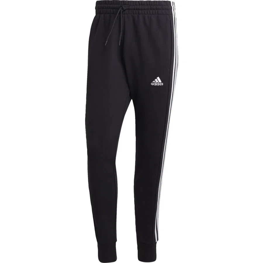 Спортивные брюки с манжетами Essentials French Terry Tapered Cuff 3-Stripes adidas, Черно-белый — фото 4