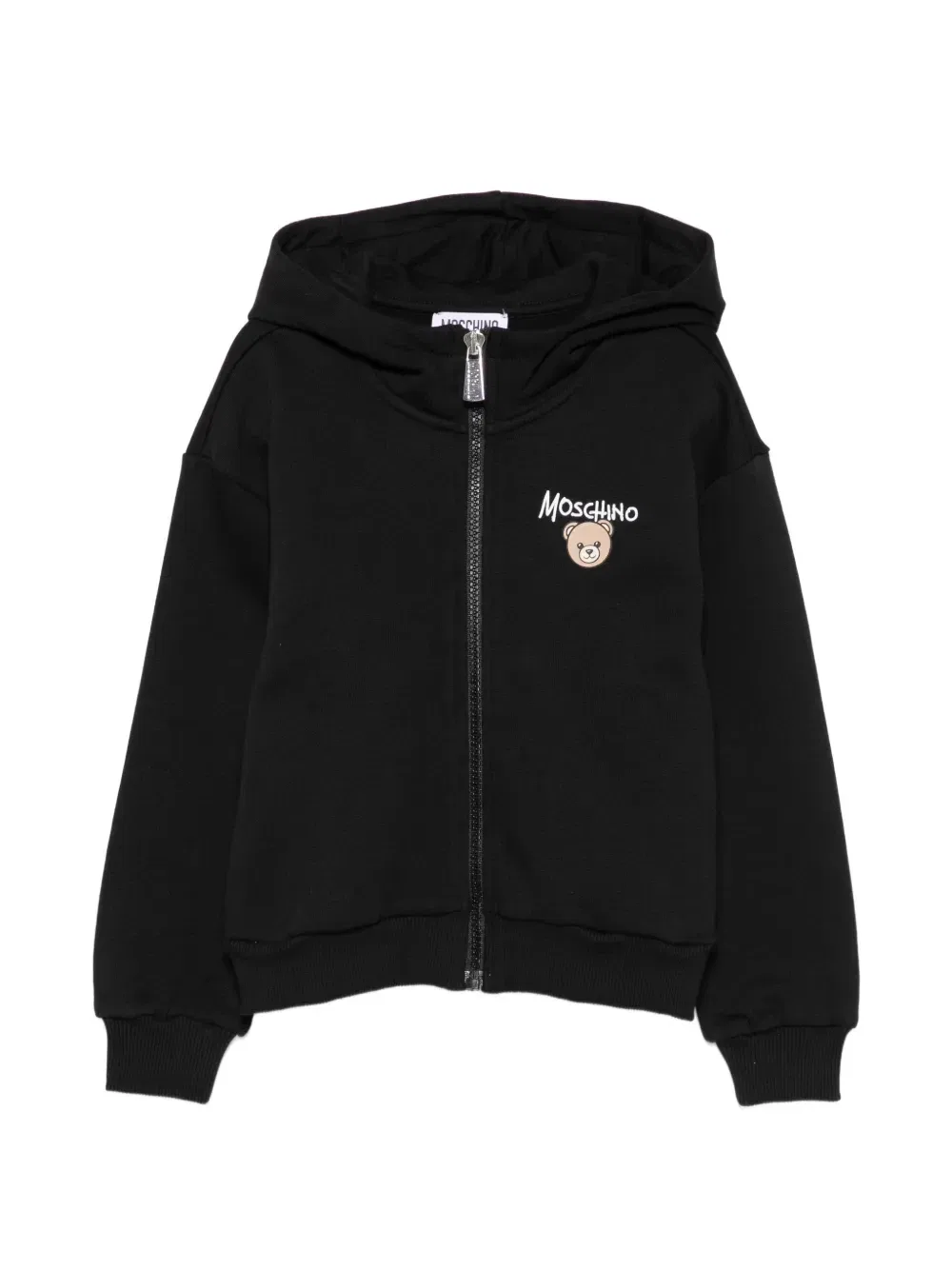 Толстовка на молнии с принтом плюшевого мишки Moschino Kids, черный