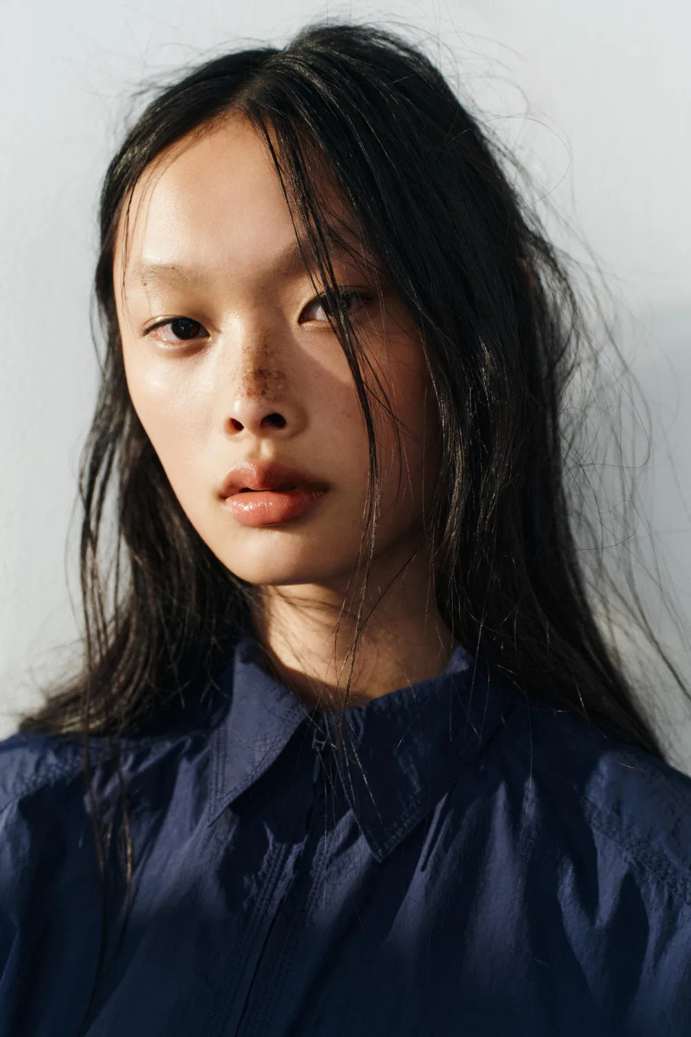 Рубашка на молнии из технической ткани ZARA, Midnight blue — фото 3