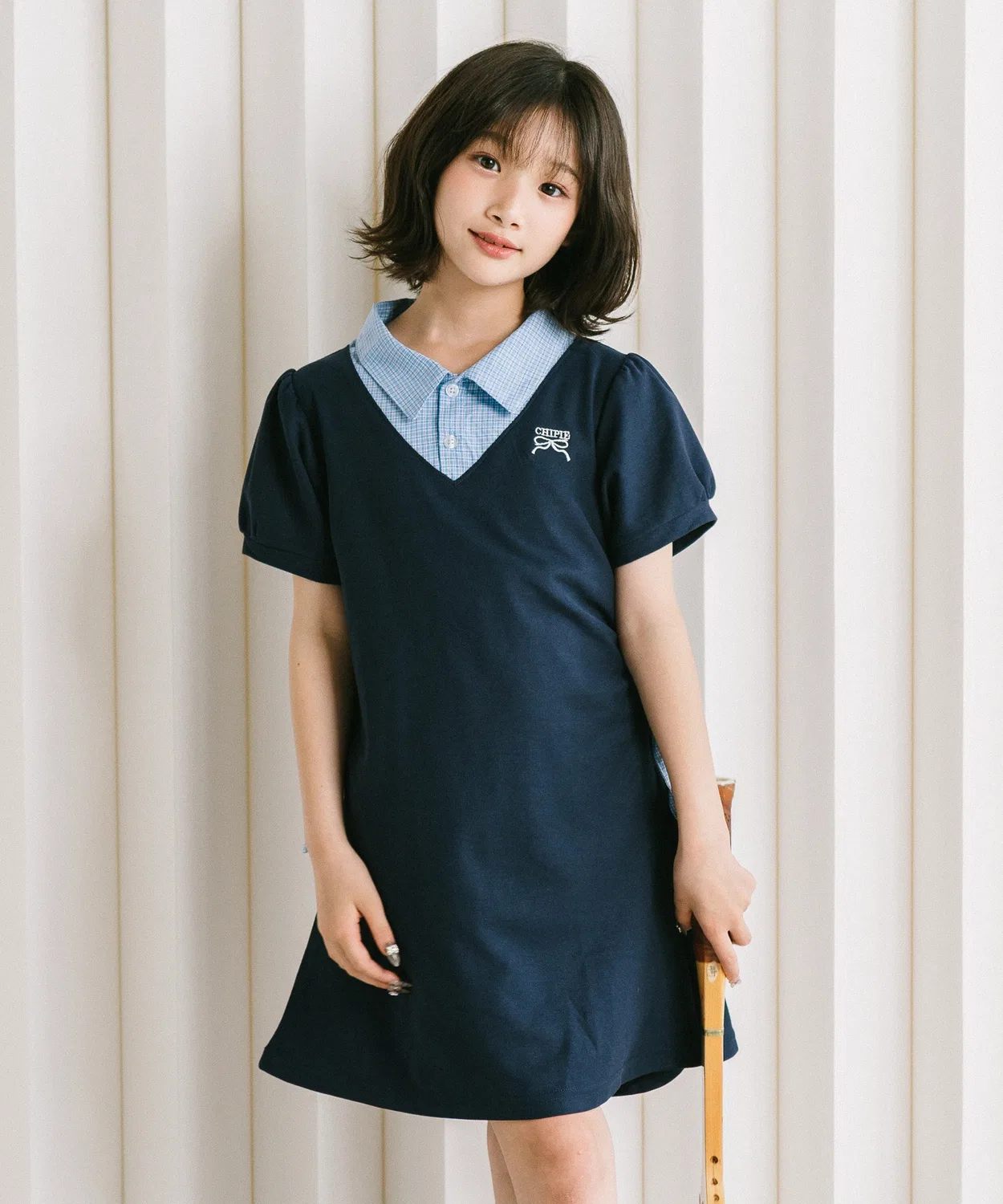 Детское платье для девочек с длинным рукавом модель Check Shirt Docking URBAN CHERRY, Navy