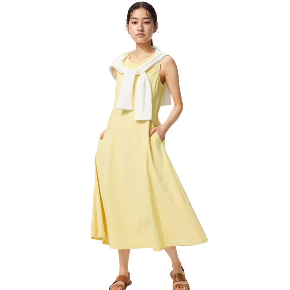 Платье без рукавов Uniqlo Ultra-stretch AIRism Short Length, 41 желтый
