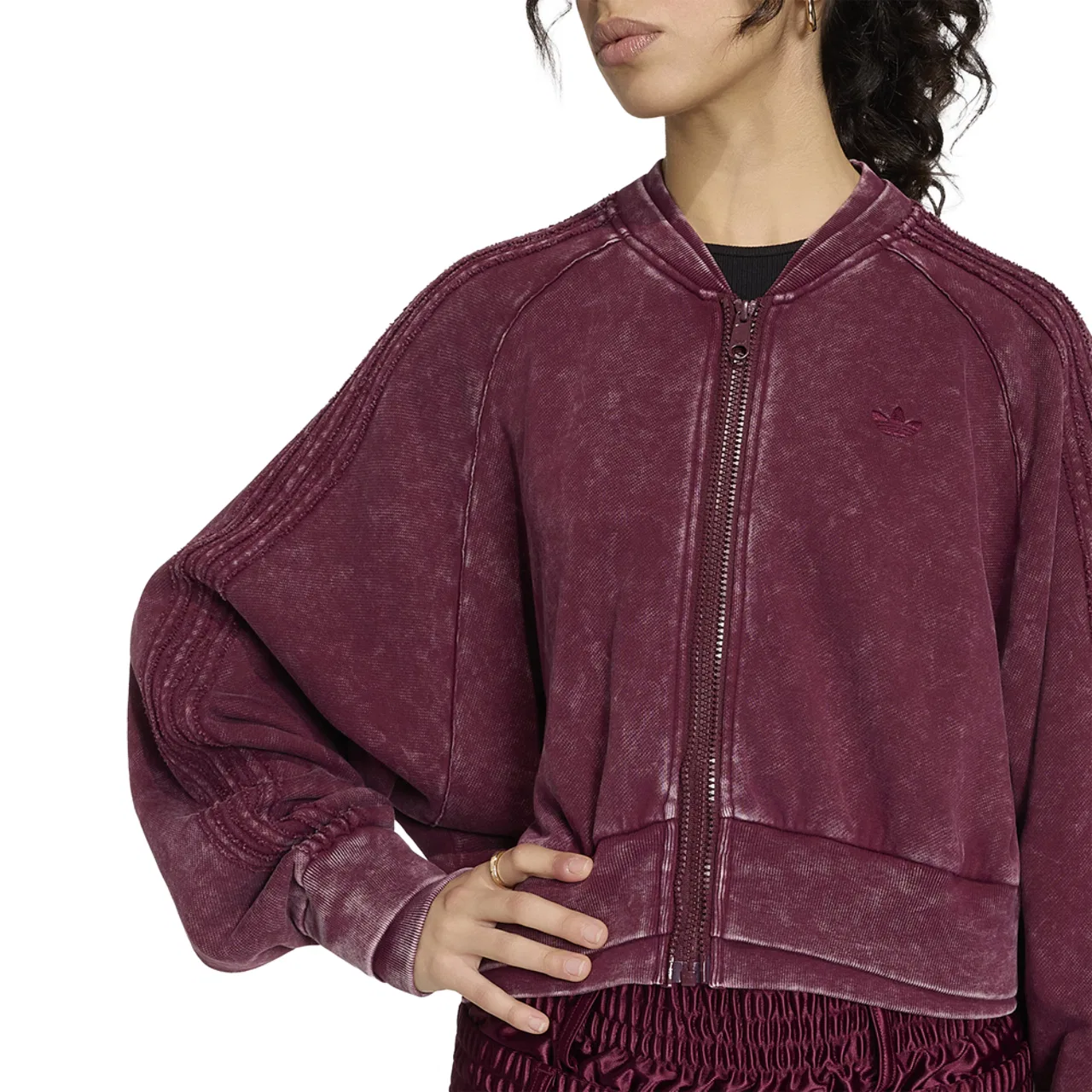 Женская куртка Double Layered Cropped Track Top Adidas, цвет Maroon — фото 4