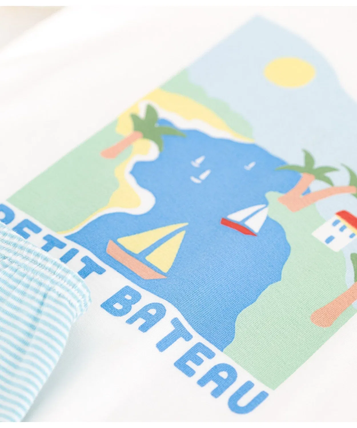 Детская пижама с коротким рукавом с принтом Petit Bateau, White — фото 4