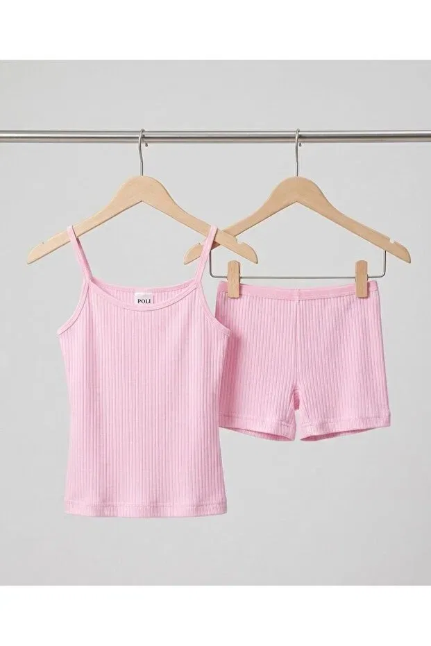 Детский комплект для девочек с принтом Camisole With String Straps And Shorts Set Yarennn, Pink
