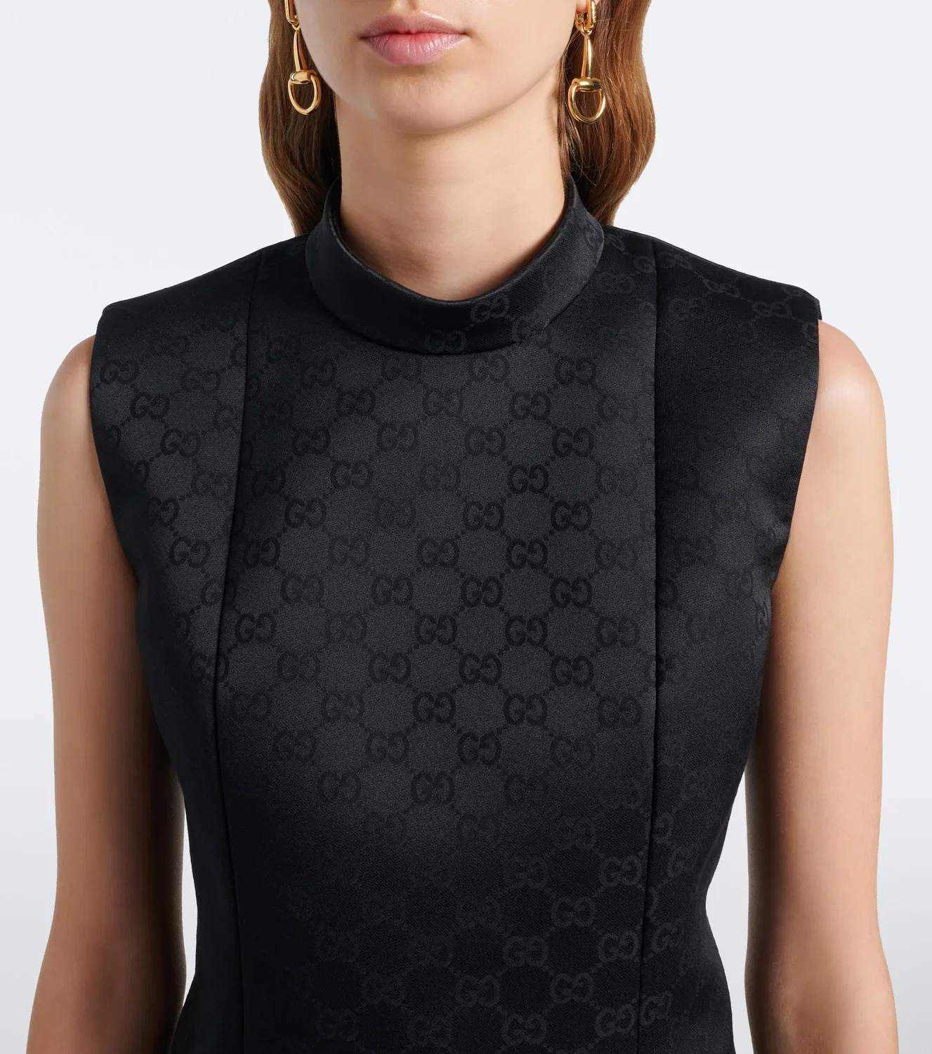 Платье коктейльное мини из жаккарда GG Gucci, черный — фото 3