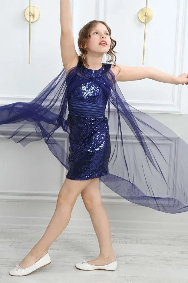 Детское платье для девочек с пайетками Asortik Kids, Navy Blue