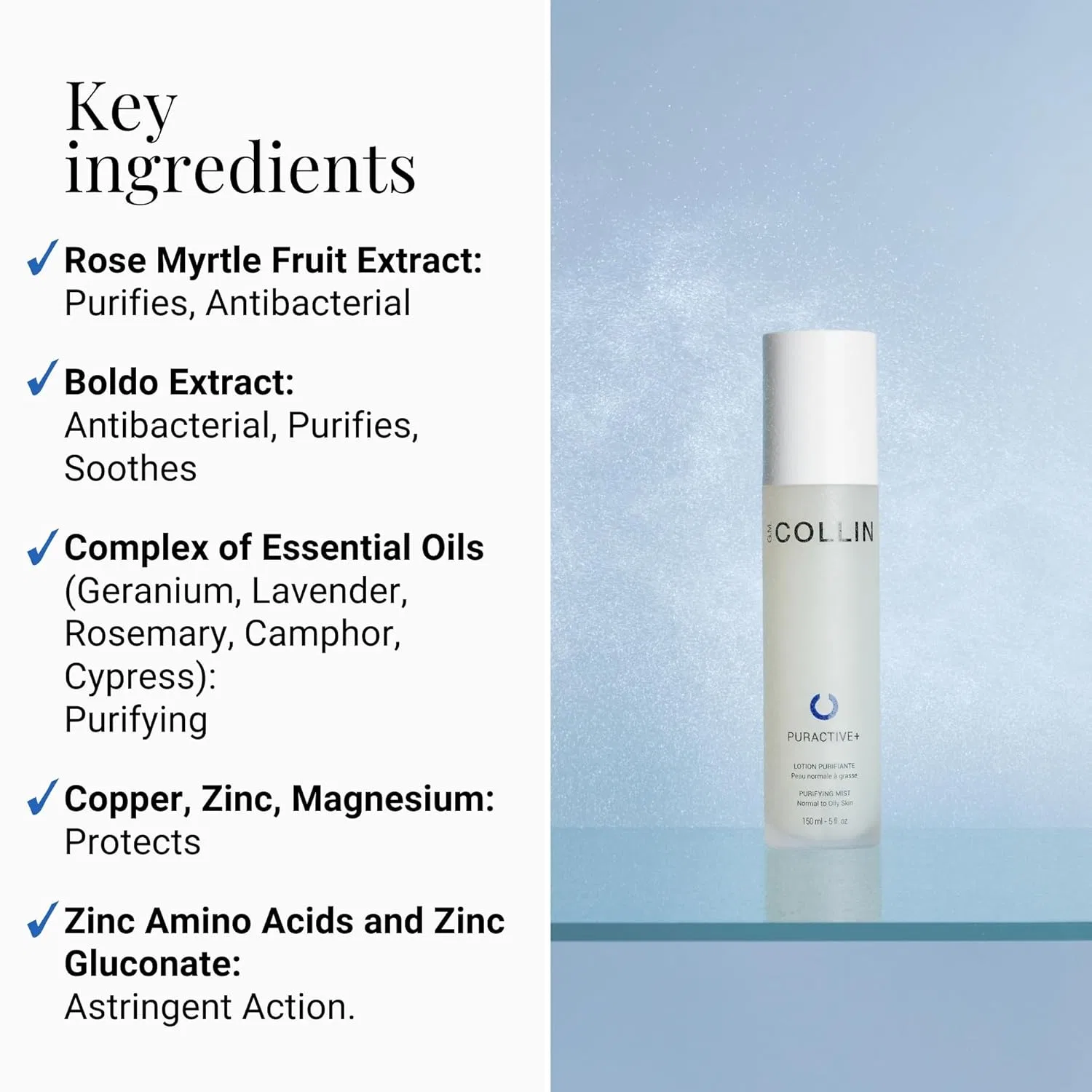 Лосьон-мист для лица Puractive+ Purifying Mist, G.M. COLLIN, 147.87 мл, Aloe Vera — фото 2