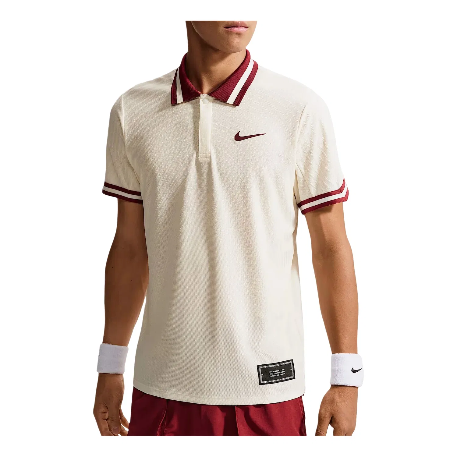 Мужское поло Court Slam x Jannik Sinner Aero-FIT Polo Shirt Asia Sizing 'Pale Ivory White Team Red' Nike, Pale Ivory White/Team Red