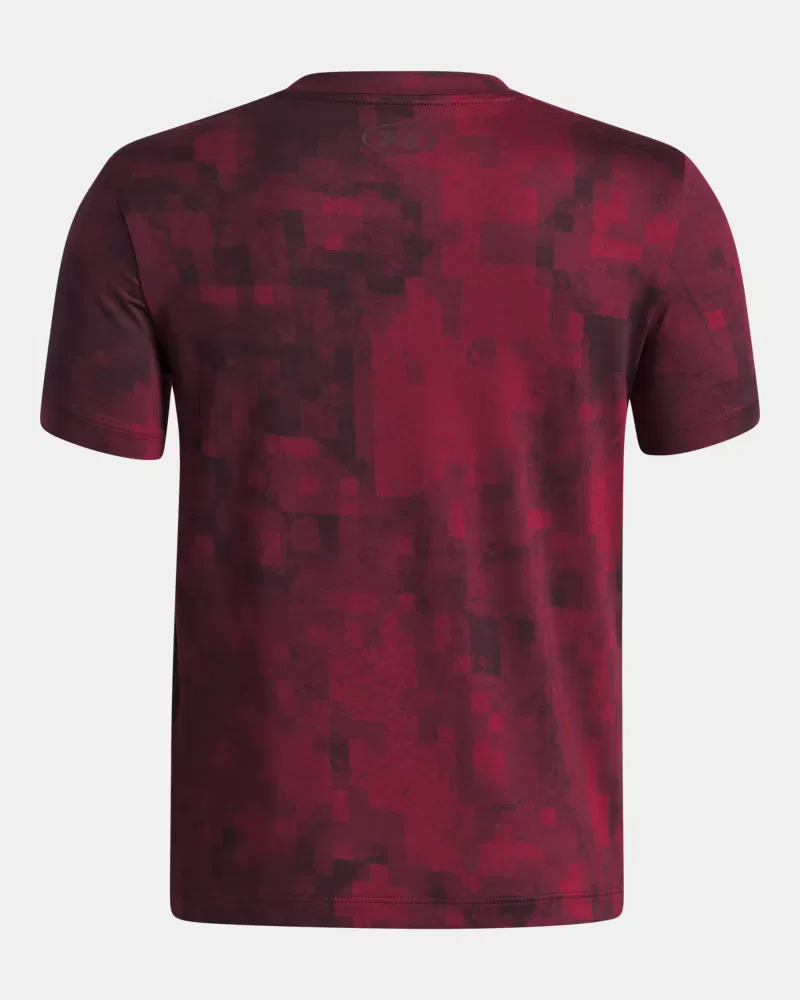 Футболка для мальчиков с коротким рукавом, быстросохнущая, UA Vanish Printed UnderArmour, Dark Maroon/Black — фото 2