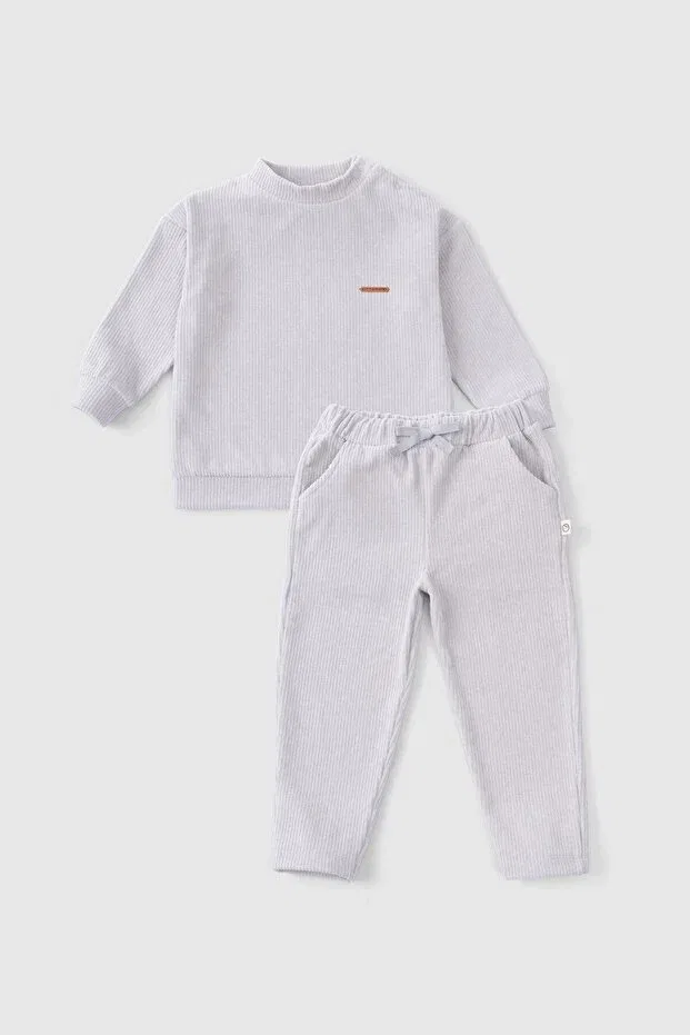 Детский комплект из футера с длинным рукавом Little Gusto, Gray