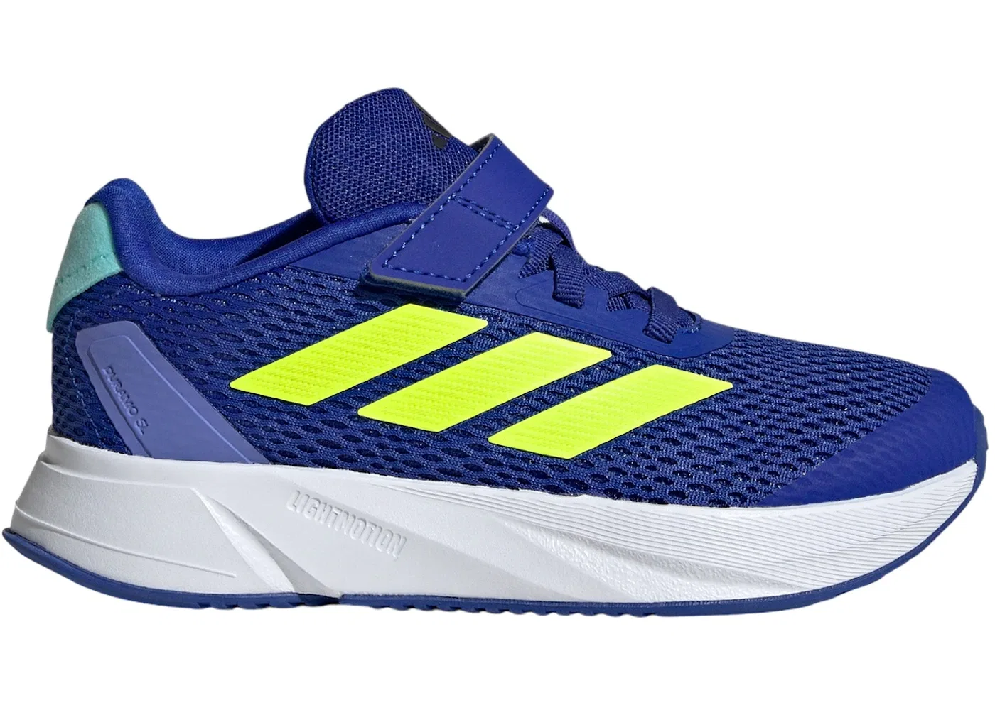 Детские кроссовки с фиксирующей застежкой Adidas Duramo SL Strap, цвет Lucid Blue/Lucid Lemon/Flash Aqua