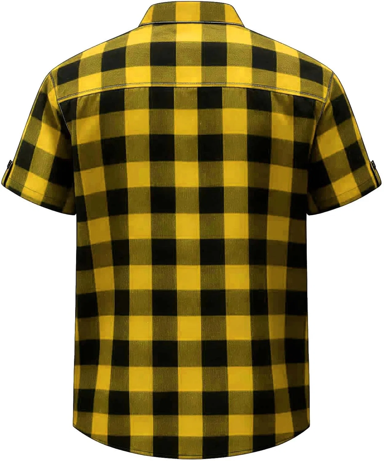 Мужская рубашка с коротким рукавом, модель Plaid Shirts, жёлтый — фото 2