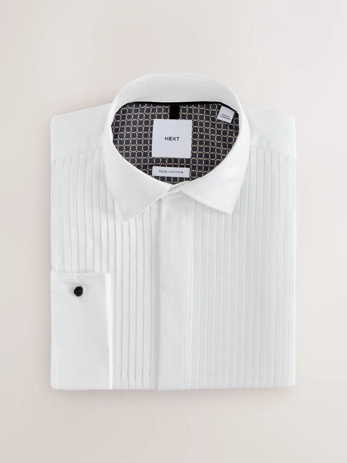 Рубашка классическая Slim Fit, модель Occasion Pleated Bib Double Cuff Next, белый