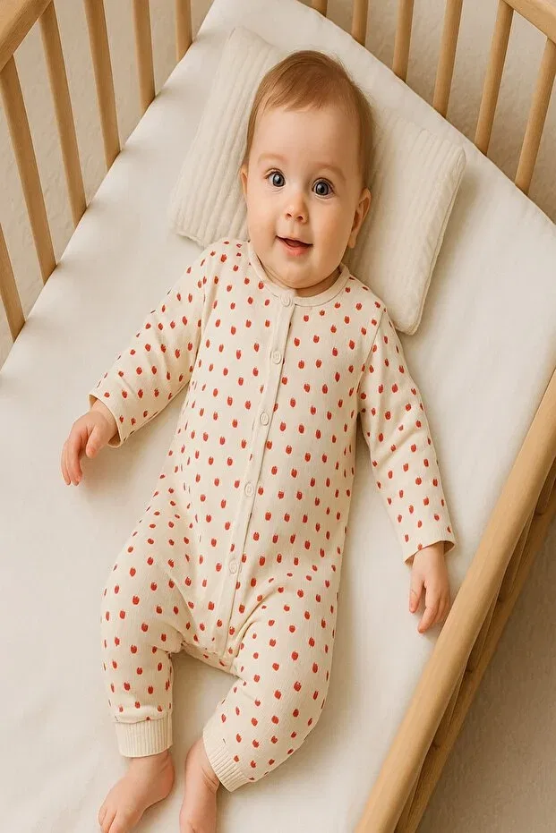 Детское боди-комбинезон для девочек хлопковый Little Strawberry Report Dinamik Çocuk, Ecru Tiny Strawberry — фото 2