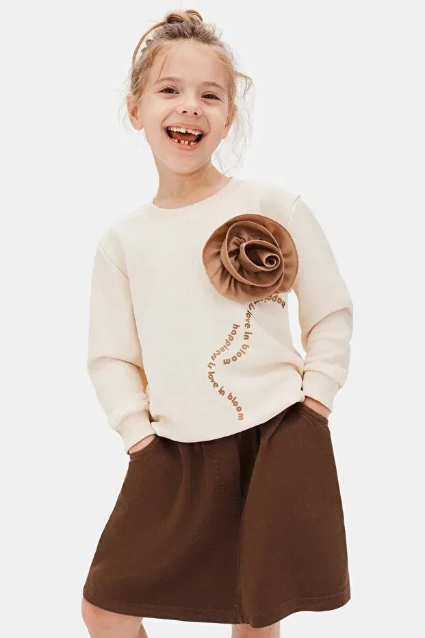 Детские свитшот для девочек с длинным рукавом Generic Brands, Cream Brown