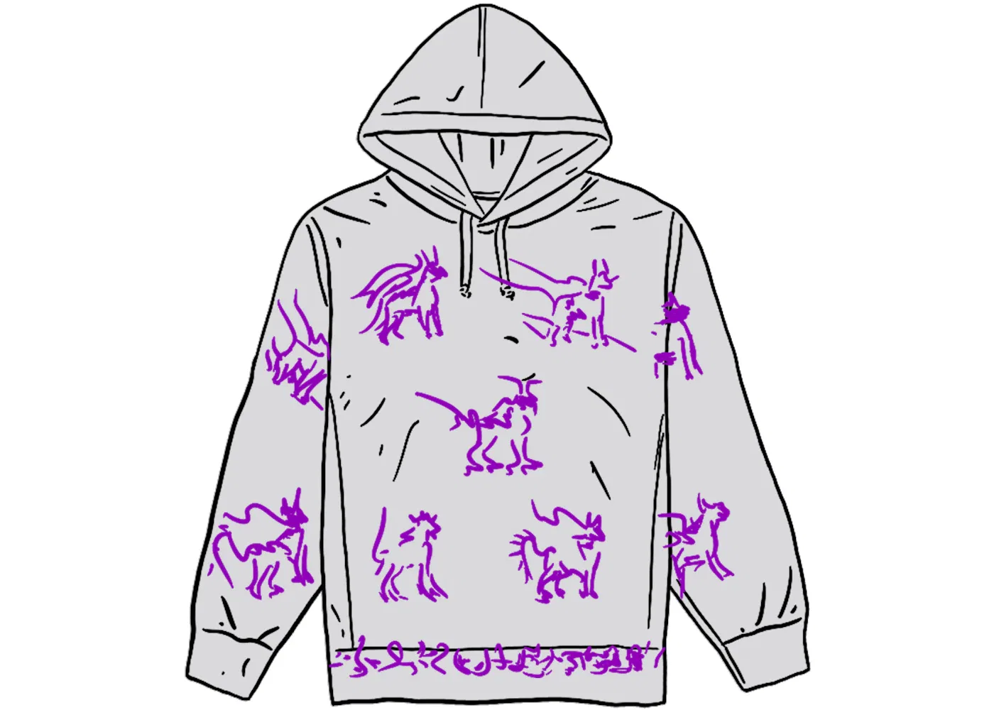 Мужской свитшот с капюшоном с принтом Hooded Sweatshirt Supreme, Ash Grey