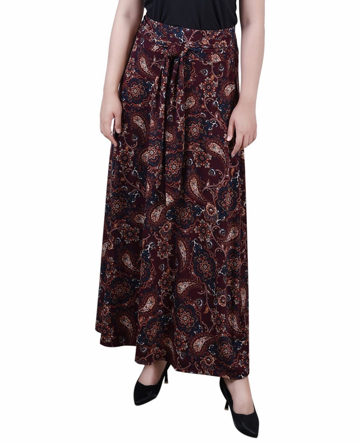 

Миниатюрная длинная юбка с поясом на талии NY Collection, мульти
