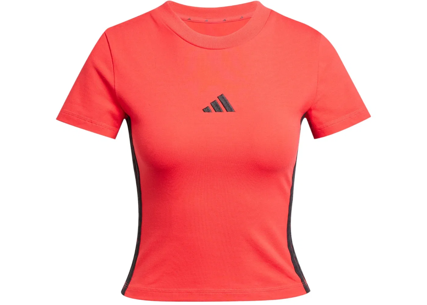 Женская футболка с принтом Adidas Essentials 3-Stripes Slim Baby T-Shirt, Pure Ruby/Black