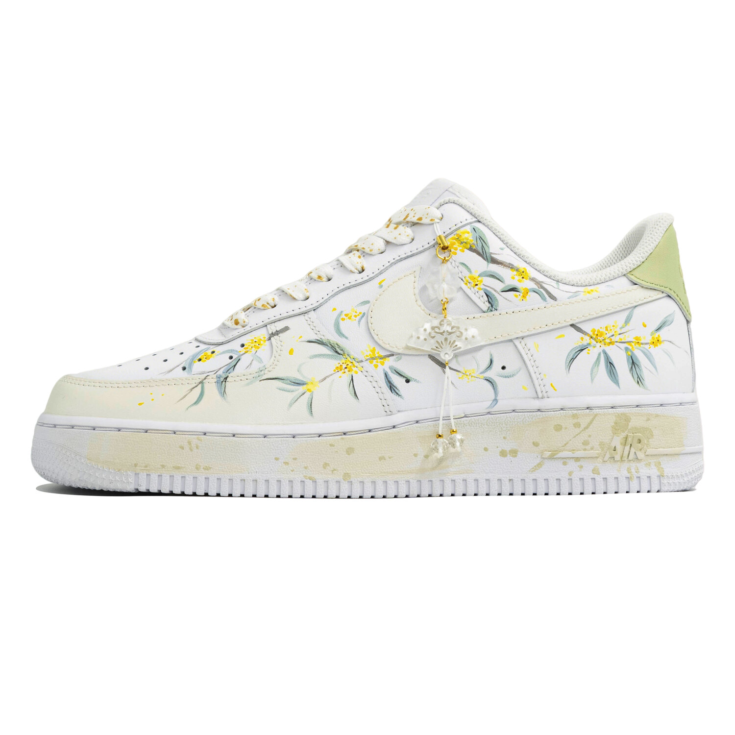 Мужские низкие скейтбордистские кроссовки Air Force 1 Kaleidoscope, Broad Cold Fairy, Shopping Bag, устойчивые к истиранию Nike, белый желтый — фото 3