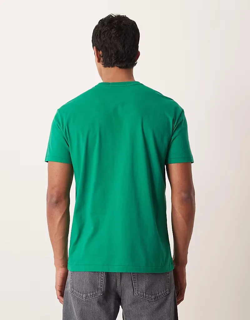 Футболка Polo Ralph Lauren Sport с принтом в виде флага на груди, классический крой, цвет хаки — фото 4