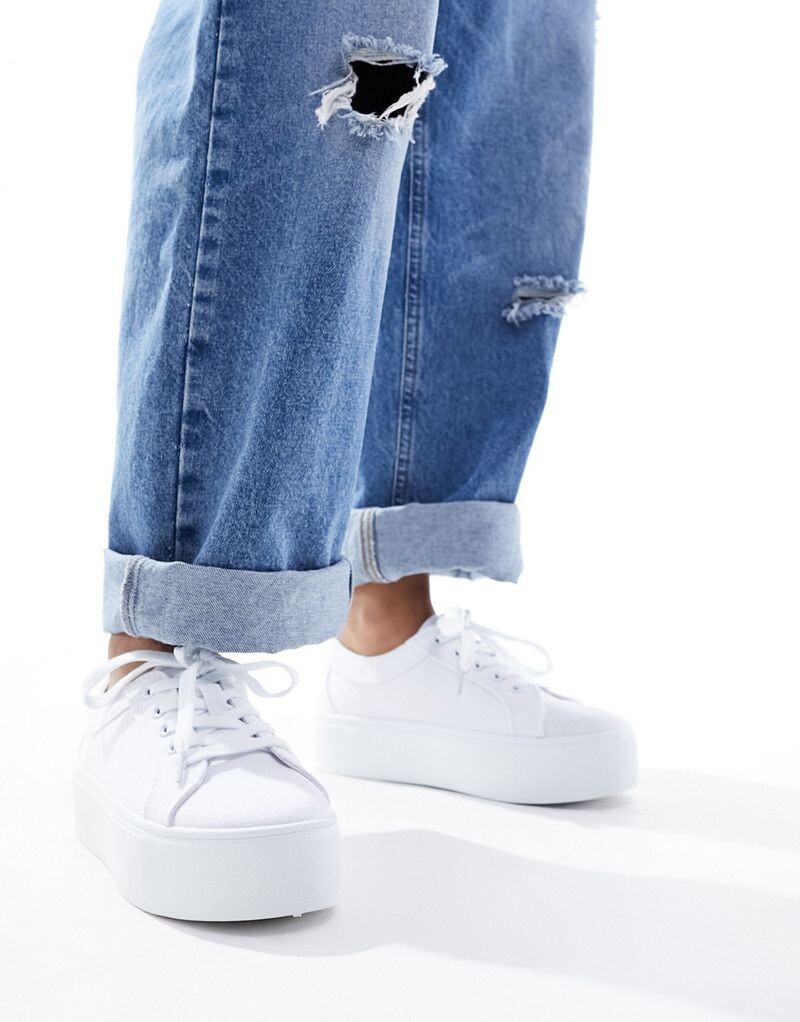 

Белые кроссовки на плоской платформе со шнуровкой ASOS DESIGN Divide, Белый, Белые кроссовки на плоской платформе со шнуровкой ASOS DESIGN Divide