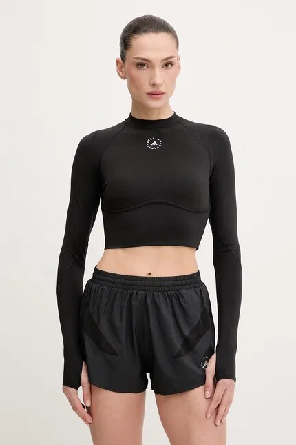 Лонгслив тренировочный с технологией отвода влаги Adidas by Stella McCartney, черный