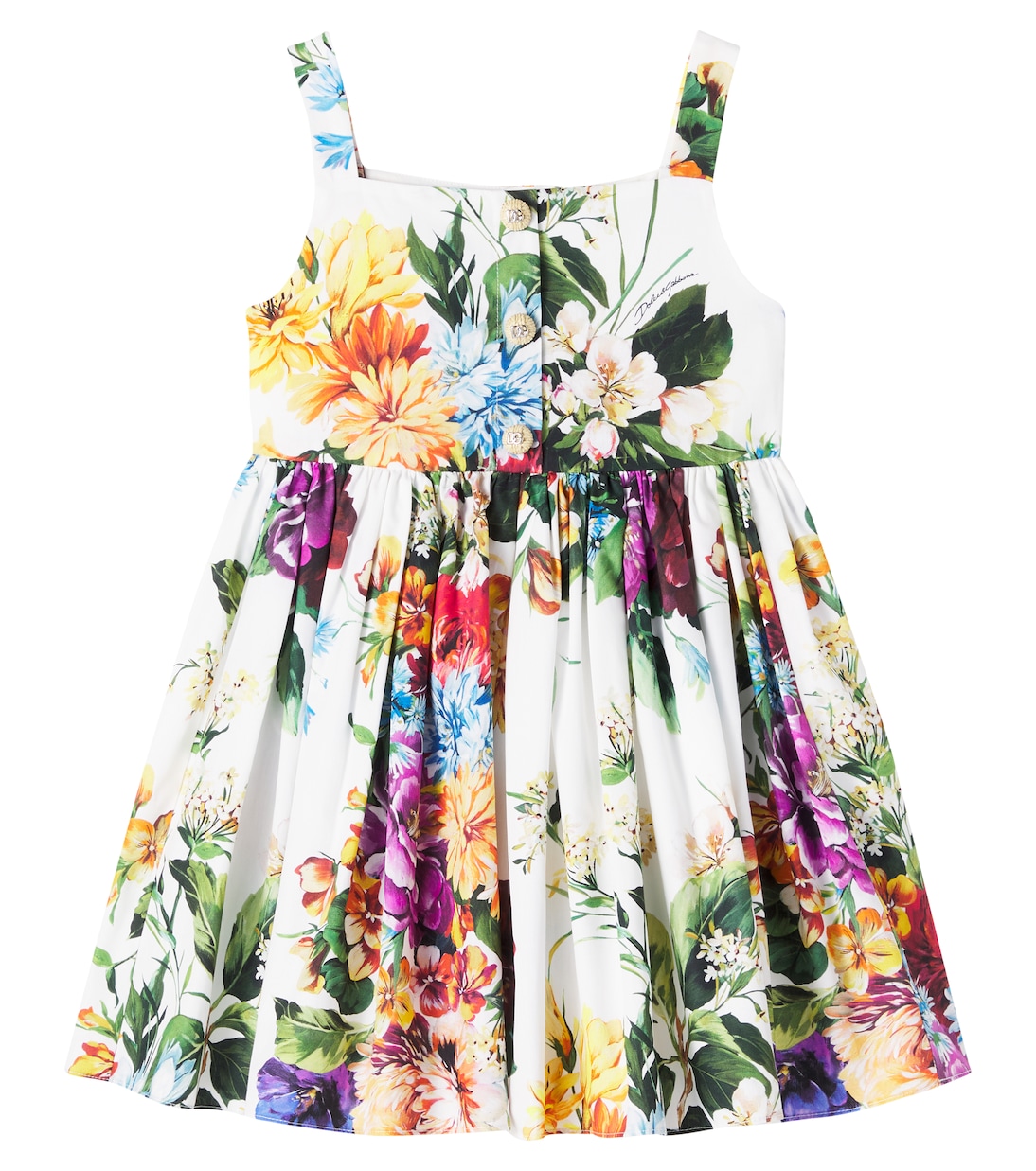 

Цветочное платье из хлопкового поплина Dolce&Gabbana Kids, B.Fiori Cret. F.Bco