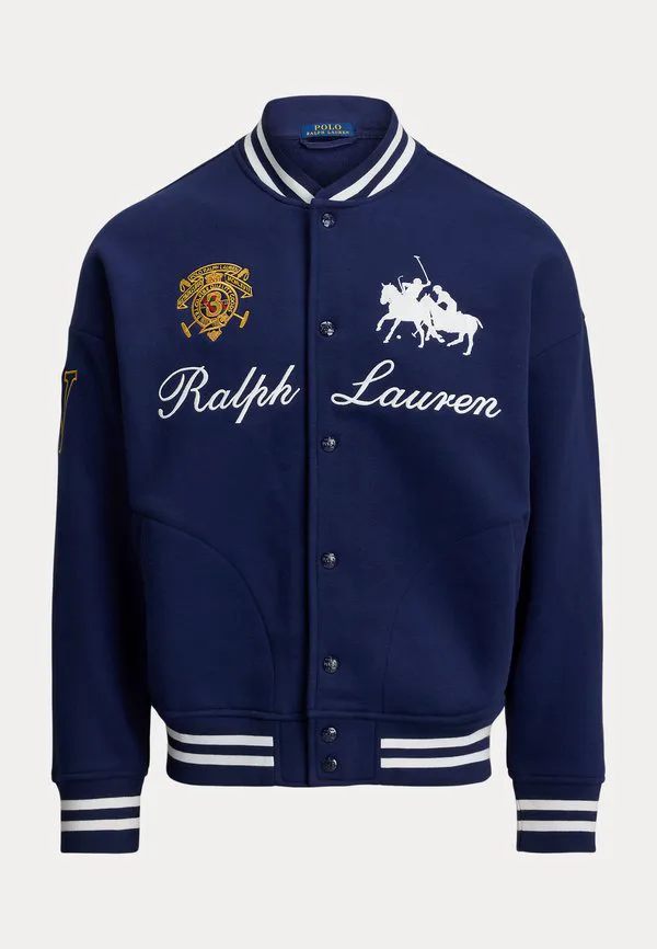 Тяжелая флисовая бейсбольная куртка-бомбер Polo Ralph Lauren, Newport Navy — фото 4