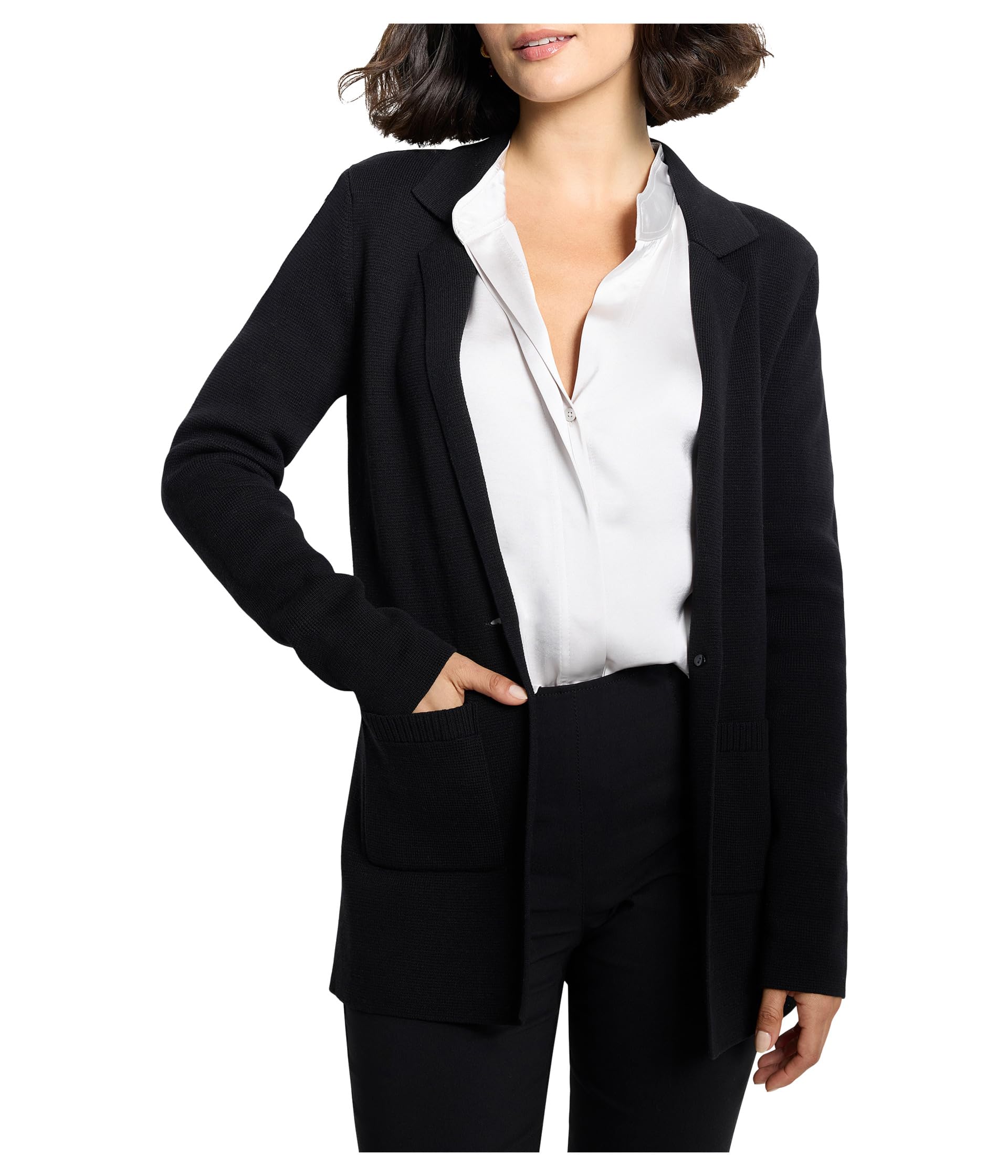 

Блейзер NIC+ZOE Elegant Knit Blazer, черный оникс