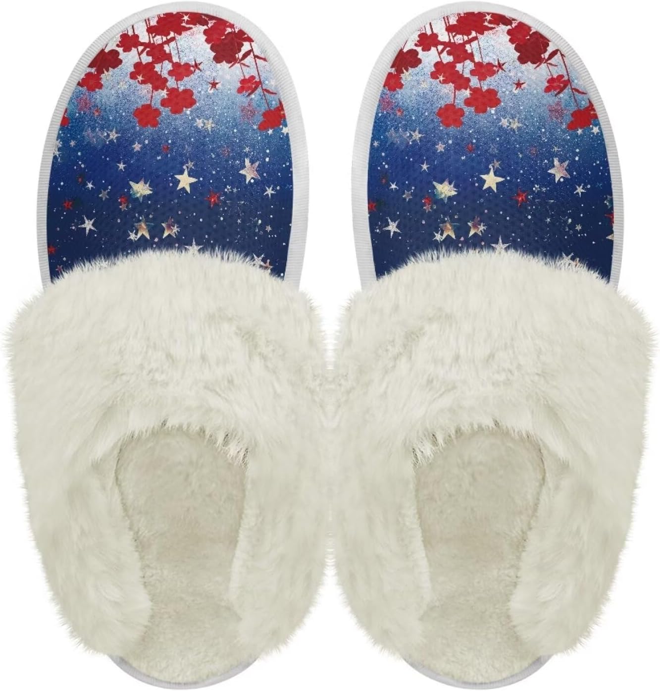 

Хлопковые тапочки PJHEQOXE с пушистыми краями, домашние тапочки для дома и улицы, хлопковые тапочки унисекс, American Flag Elements