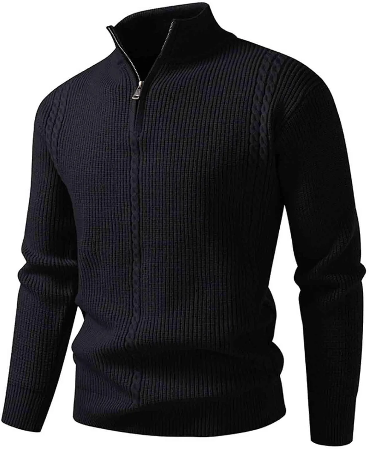

Мужской пуловер с четвертью молнии Slim Fit, легкий, с длинными рукавами и воротником-стойкой QUNPIU