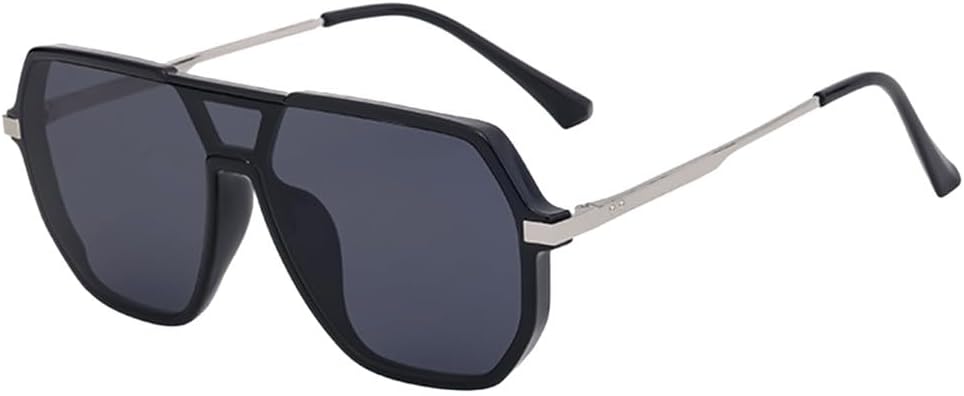 

Модные большие квадратные солнцезащитные очки для мужчин и женщин, цельные, нестандартной формы, металлические, в винтажном стиле, с защитой от УФ-излучения UV400 WNCKSQ, C1blackgray