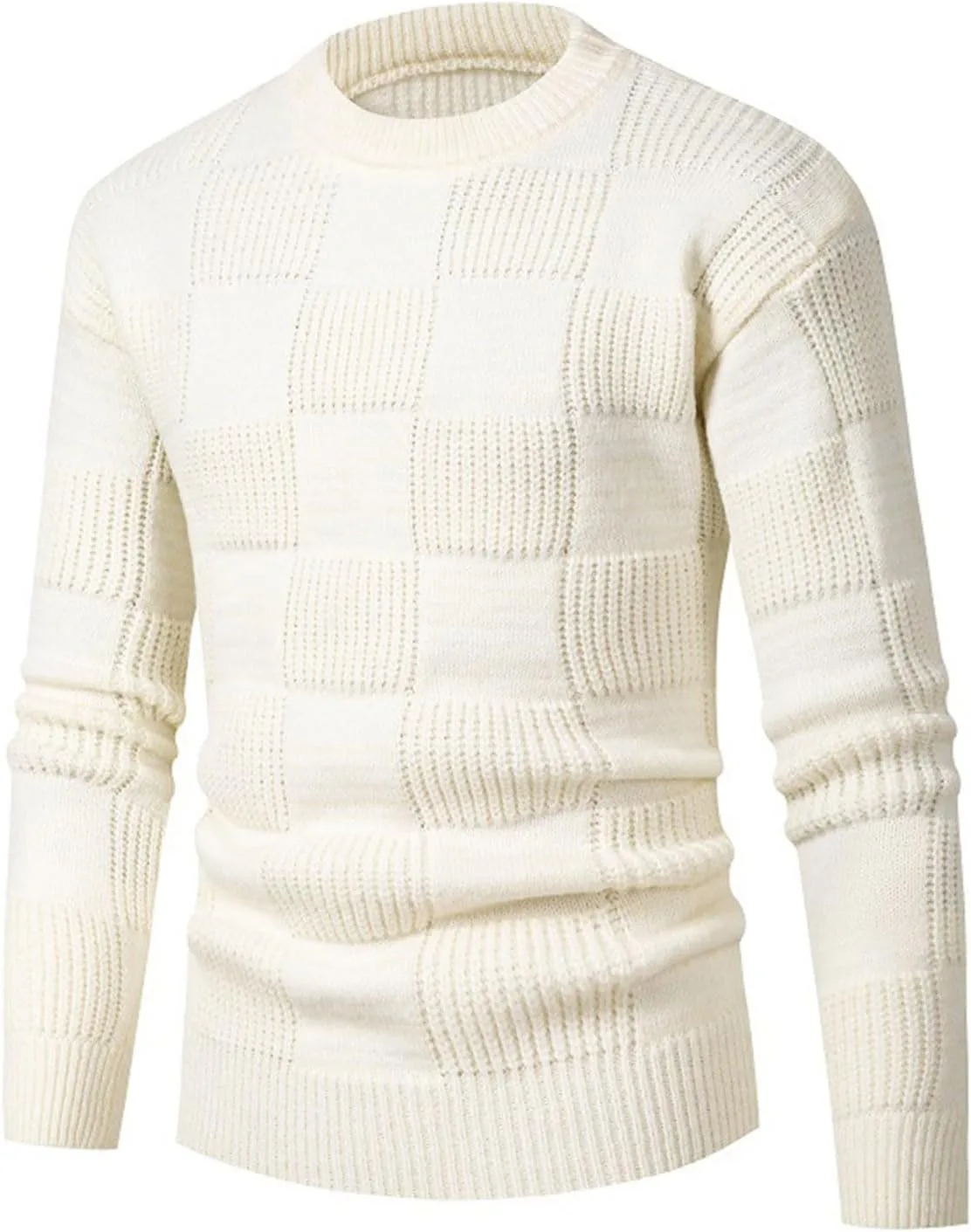 

Мужской свитер с круглым вырезом и длинными рукавами, кабельная вязка, теплый, плюс размер AQAYL