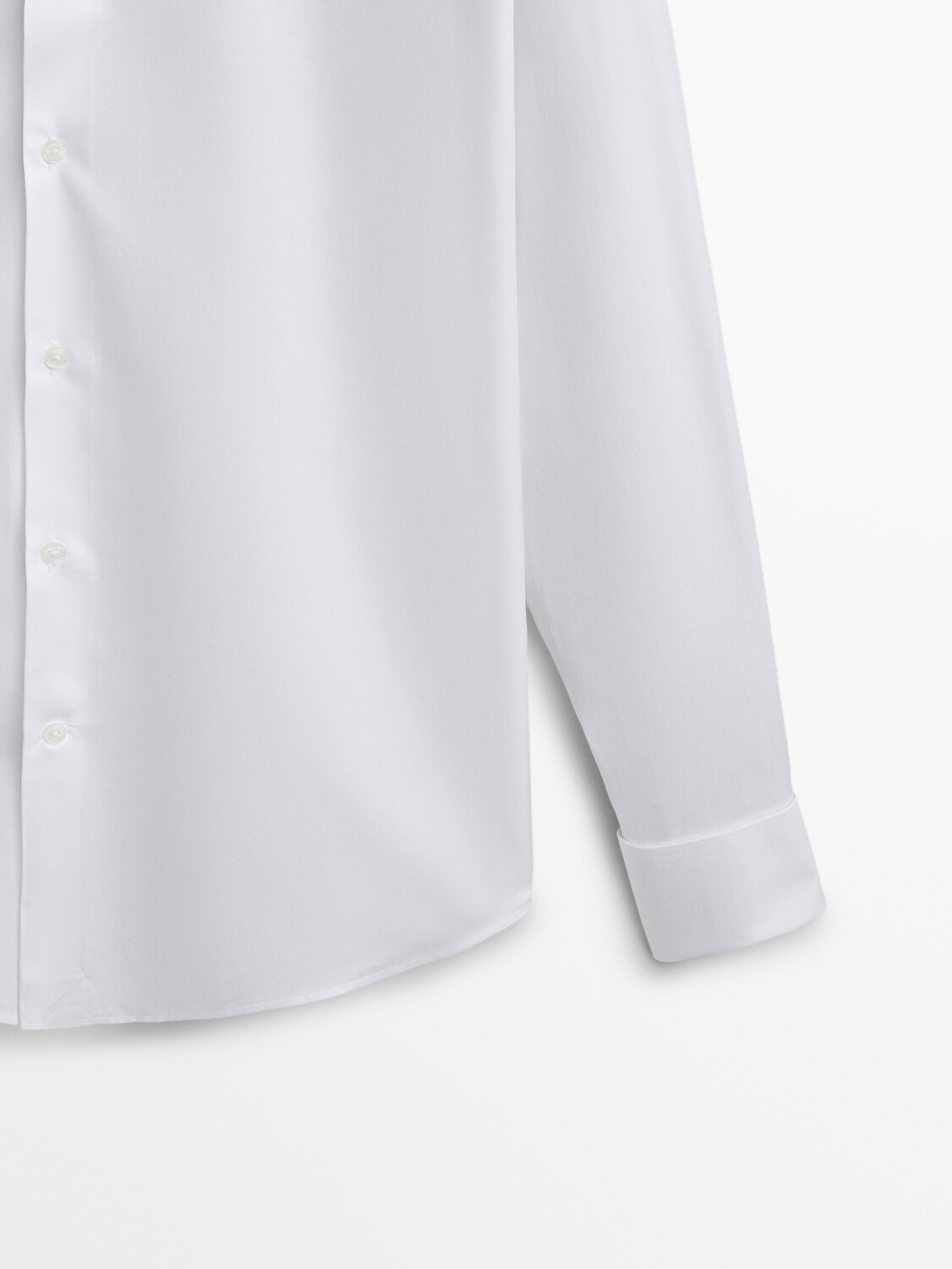 Рубашка Massimo Dutti Slim Fit Twill с двойными манжетами, белый — фото 3