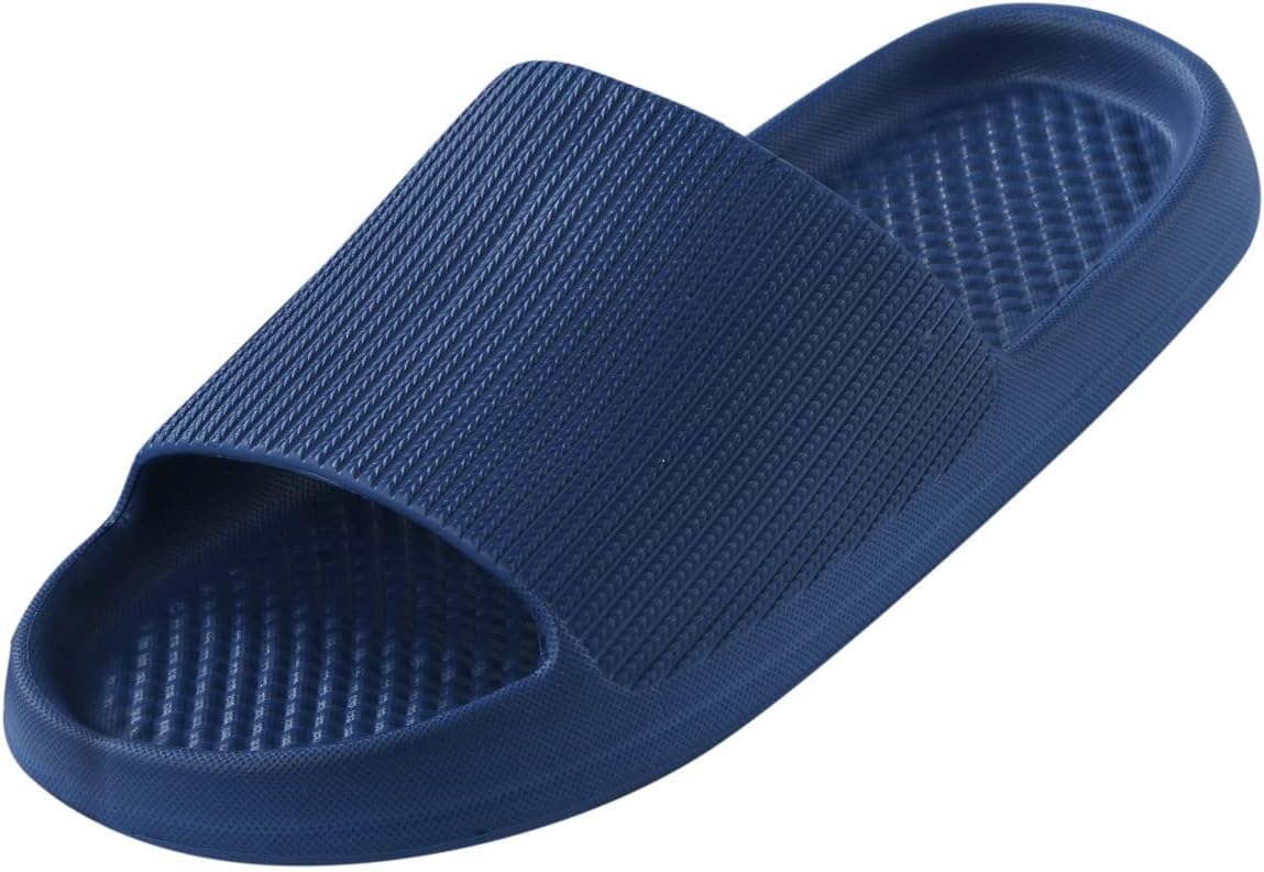 

Мужские и женские домашние тапочки, плоские, с противоскользящей подошвой, для ванной и дома Anfeng, темно-синий