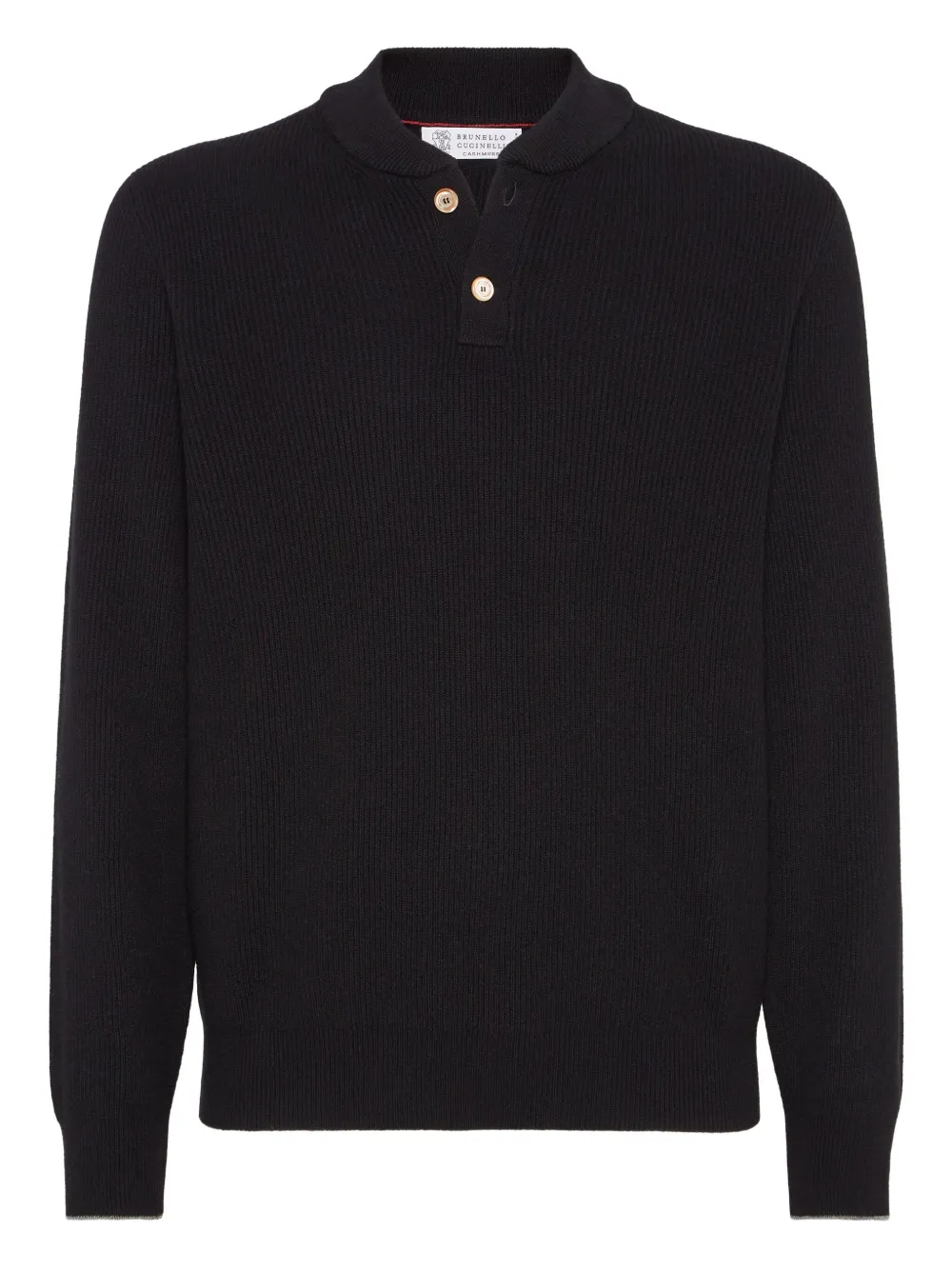 

Свитер хенли в рубчик Brunello Cucinelli, черный