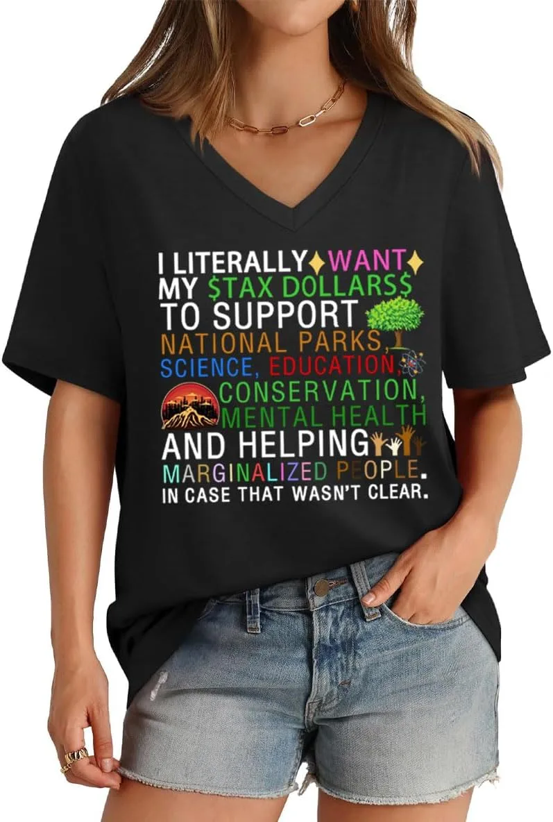 Футболка V-Neck National Parks Shirt I Literally Want My Tax Dollars to Support National Parks — фото 4