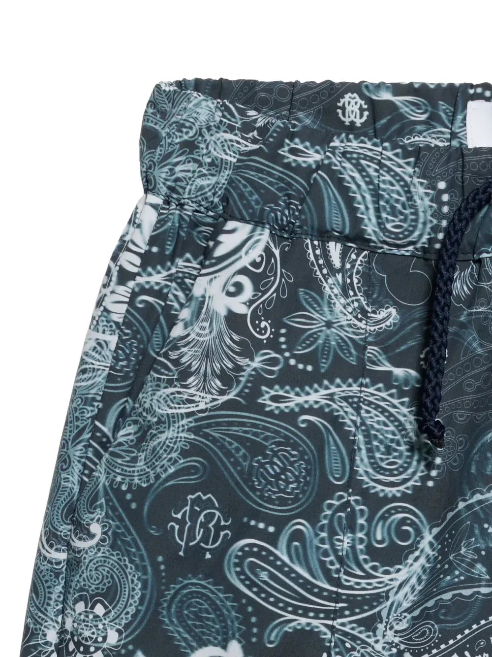 Шорты на завязках с узором «пейсли» Roberto Cavalli Junior, синий — фото 3